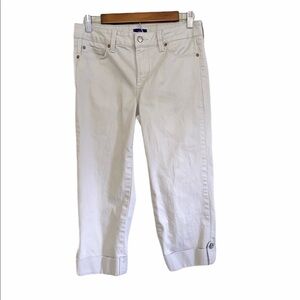 NYDJ Not Your Daughters Jeans Cropped High Waist Khaki Cuff Button Stretch Jeans